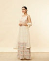 Soft Cream Floral Printed Sequined Dress image number 2
